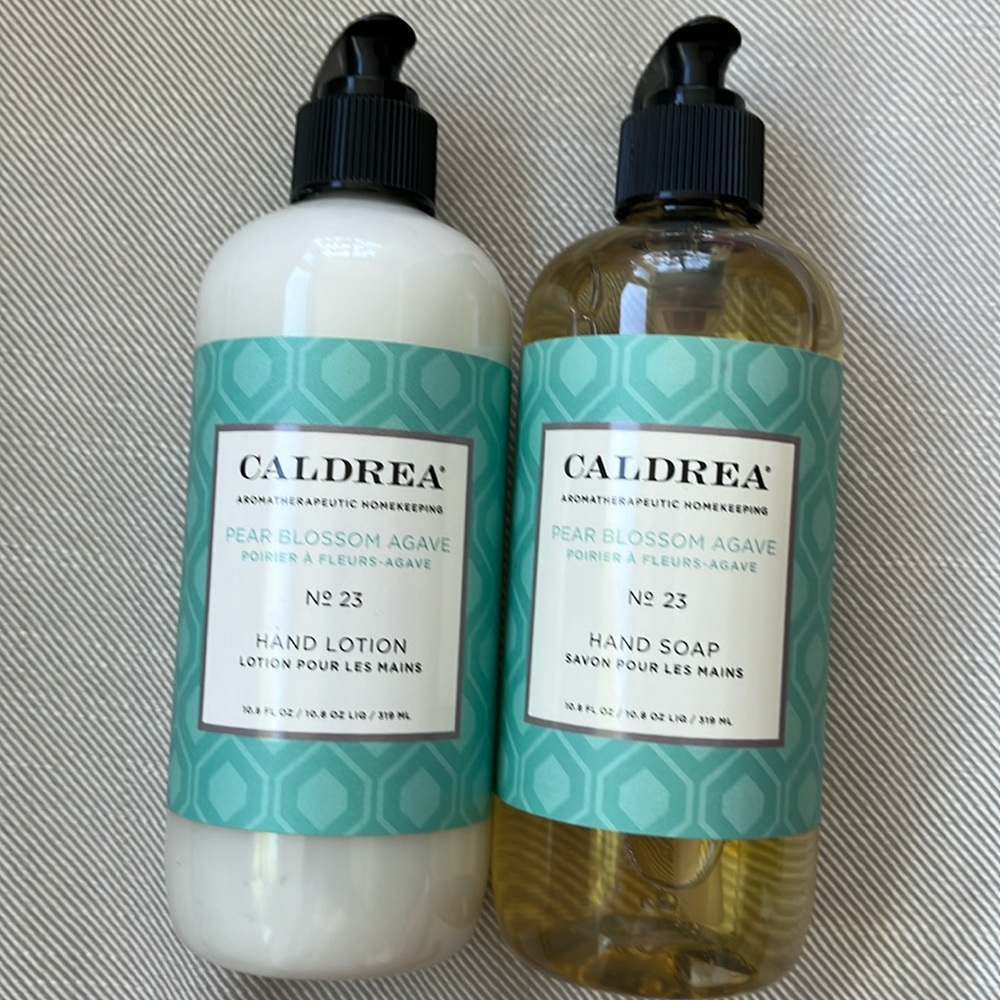 NEW CALDREA Pear Blossom Agave Hand Soap and Hand Lotion 10.8oz each